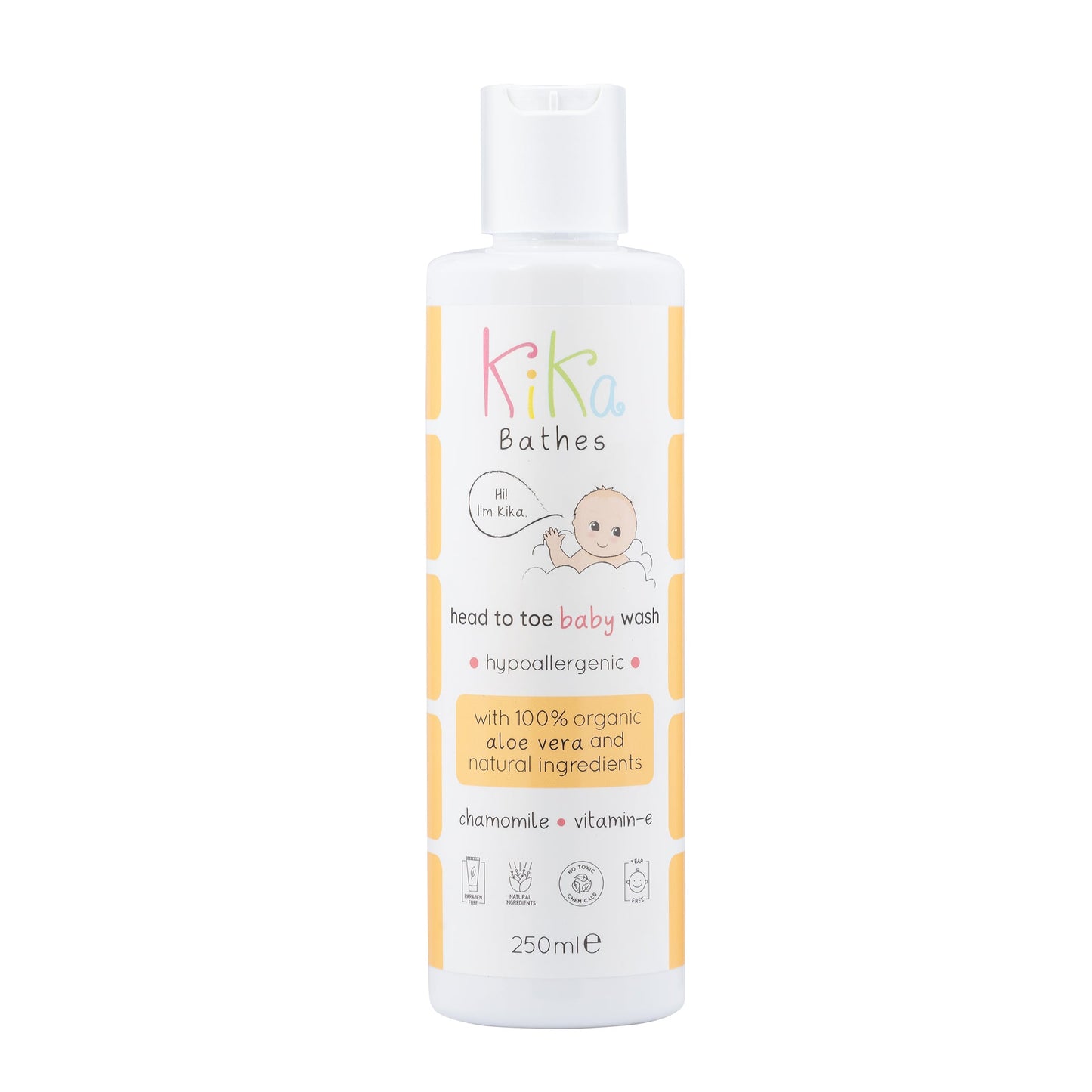Head to Toe Baby Wash – Hypoallergenic, Tear-Free Cleanser with Organic Aloe Vera & Vitamin E (250ml)