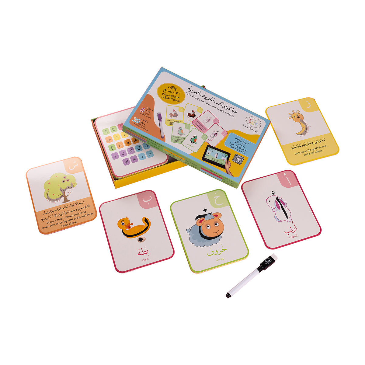 Lets Read and Write Arabic Alphabet Flashcards – Wipe-Clean Learning Set with Digital Access