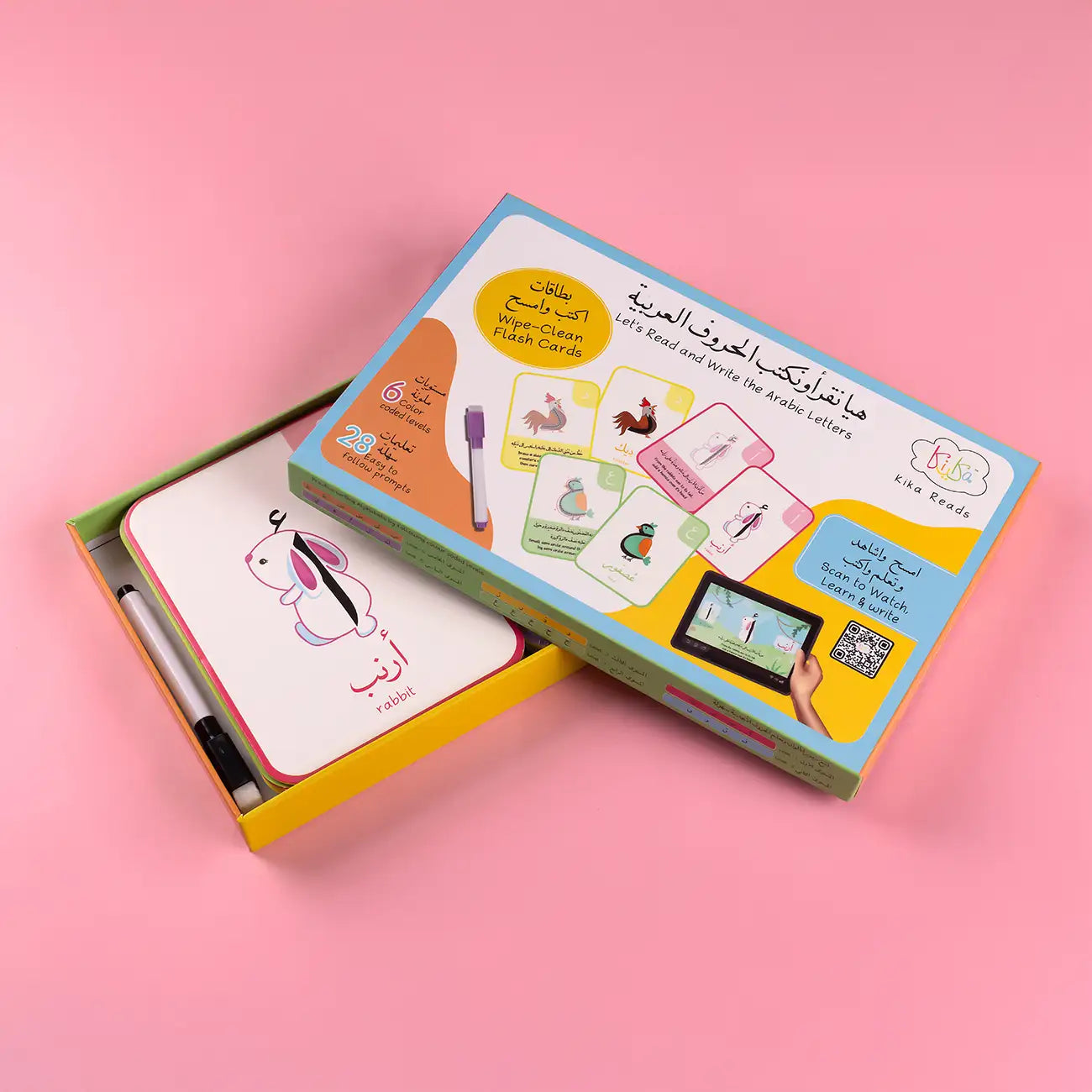 Lets Read and Write Arabic Alphabet Flashcards – Wipe-Clean Learning Set with Digital Access